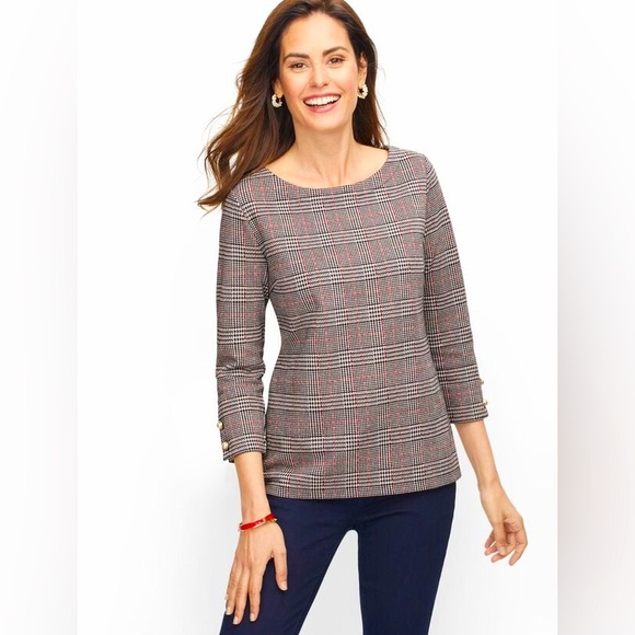 Talbots Tops - TALBOTS PEARL BUTTON CUFF TOP - PLAID